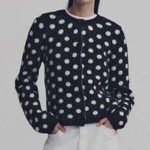 Polka Dot Jacquard-Knit Cardigan